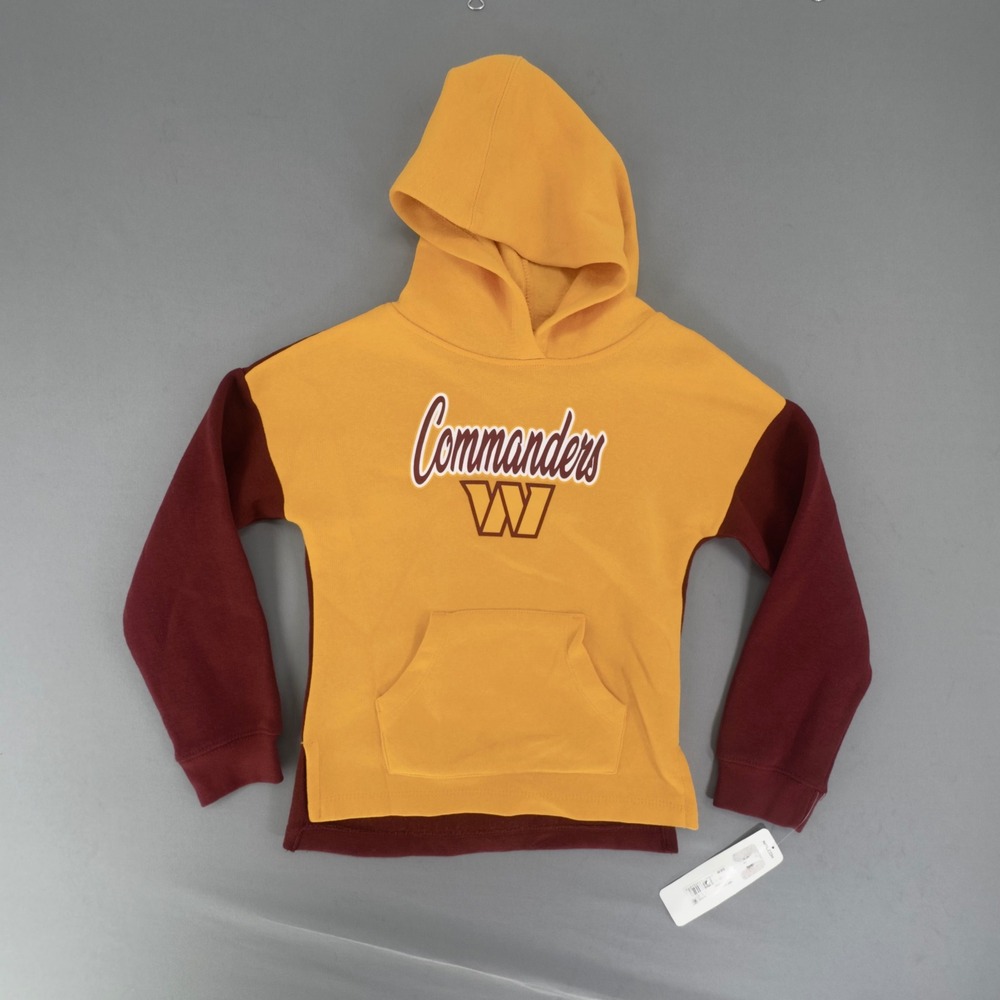 NFL Washington Commanders Girls Gold Burgundy Colorblock Hoodie Size 6/6X NWT